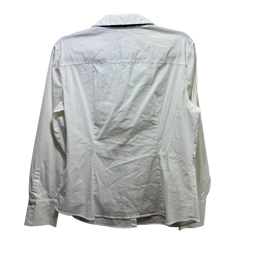 Lafayette 148 Preppy Business Button Up Shirt Women's L Off White Long Sleeve - Picture 2 of 12